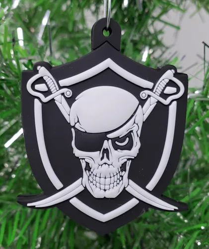 Miniatura 2 de Juego de adornos navideños con temática de equipo de fútbol plateado y negro