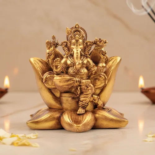 Miniatura 11 de Artarium Vighnaharta - Estatua de Ganesha de 9 pulgadas, ídolo de Ganesha, Dios hindú Ganpati Murti para templo del hogar, decoración de habitación