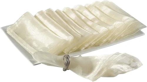 Miniatura 13 de Fennco Styles Sorbet Collection - Servilletas de tela de organza de 20 x 20 pulgadas, juego de 12 servilletas negras para bodas, banquetes, eventos