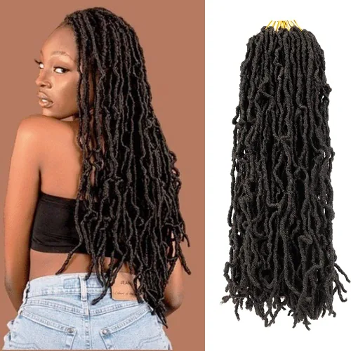 Miniatura 19 de Umylar - Paquetes de 7 rastas sintéticas de ganchillo de 24 pulgadas / 61 cm., extensiones de rastas suaves de diosa, cabello sintético de ganchillo