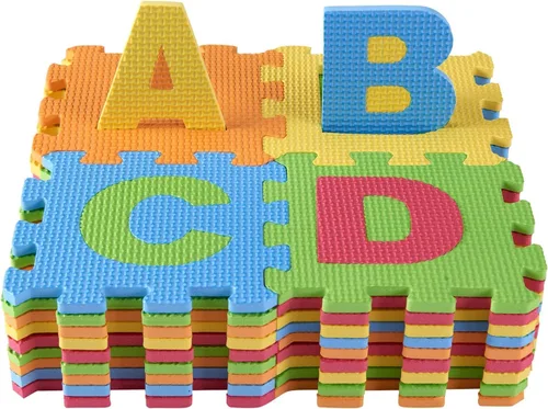 Miniatura 9 de DIMPLE Tapete de juego de espuma para niños (72 piezas en total) 6.25 x 6.25 pulgadas entrelazados del alfabeto y los números, rompecabezas de suelo