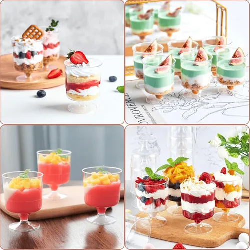 Miniatura 7 de Youeon Paquete de 50 mini vasos de postre de plástico con cucharas, taza de postre transparente de 5 onzas, tazas pequeñas para postres, aperitivos