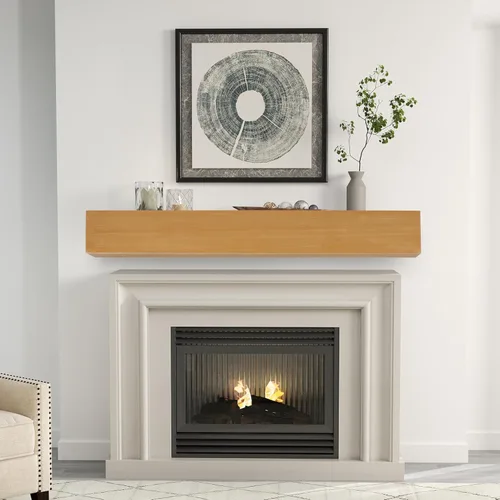 Miniatura 5 de Mederlo Mantel de chimenea de madera rústica de 48 x 9 x 6 pulgadas Estante flotante y montado en la pared para decoración del hogar Marrón miel