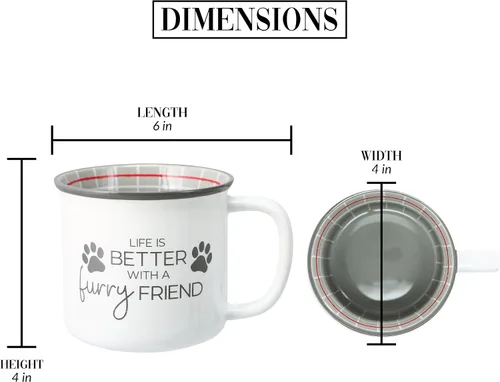 Miniatura 5 de Pavilion Gift Company - Life Is Better With A Furry Friend - Taza de café de 18 onzas para gatito, cachorro, felino, K-9, gato, perro, amante