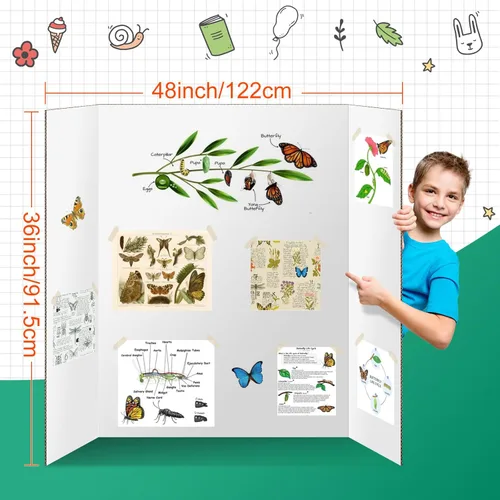 Miniatura 7 de IKAYAS - Paquete de 2 tableros de póster triples de 48 x 36 pulgadas, tableros de póster blancos de doble cara de 36 x 48 pulgadas con encabezados