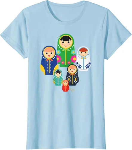 Miniatura 22 de Matryoshka Russian Nesting Dolls, Rusia - Camiseta de regalo, Azul / Patchwork, S