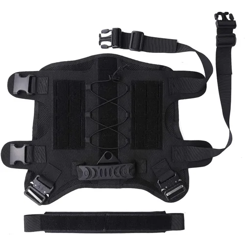 Miniatura 5 de Arnés para perros medianos y grandes, arnés táctico para perro con bolsa Molle, chaleco de servicio ajustable con hebilla de metal 3X con panel