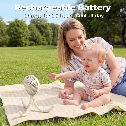 Miniatura 4 de AMACOOL Ventilador de cochecito a pilas, esenciales de viaje para bebés para la playa, Disney, para recién nacidos, regalos de baby shower, búsqueda