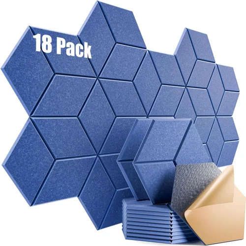 Miniatura 140 de Paquete de 12 paneles acústicos autoadhesivos de 12 x 10 x 0.4 pulgadas, paneles de espuma a prueba de sonido con alta densidad, diseño forrado