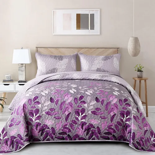 Miniatura 18 de WONGS BEDDING Juego de edredón floral tamaño Queen, 3 piezas, colcha con hojas botánicas en color agua, juego de edredón con 2 fundas de almohada