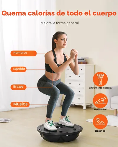 Miniatura 3 de VEVOR Half Exercise Ball Trainer, 23/26 inch Balance Ball Trainer, 1500lbs Capacity Stability Ball, Yoga Ball with Resistance Bands & Foot Pump