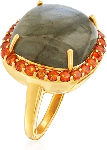 Miniatura 3 de Ross-Simons Anillo de labradorita y citrino naranja de 1.00 qt t en oro de 18 quilates sobre plata esterlina