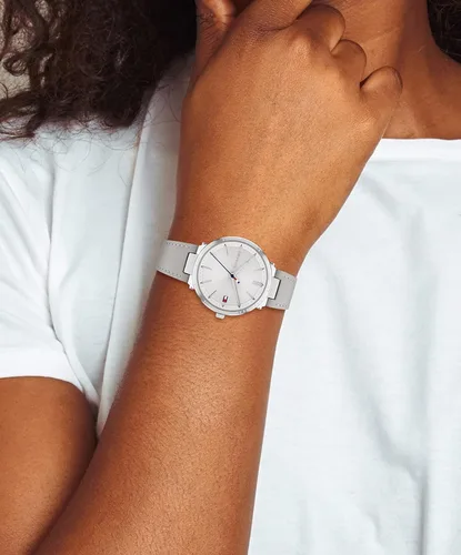 Miniatura 4 de Tommy Hilfiger Reloj de cuarzo de acero inoxidable y correa de cuero para mujer color beige modelo 1782410 Blanco Reloj de cuarzo
