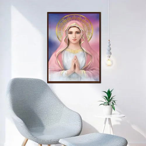 Miniatura 3 de UPABLUNSO Kit de pintura de diamantes para adultos, Virgen María, cristiana, religiosa por números, arte de gemas para decoración de pared