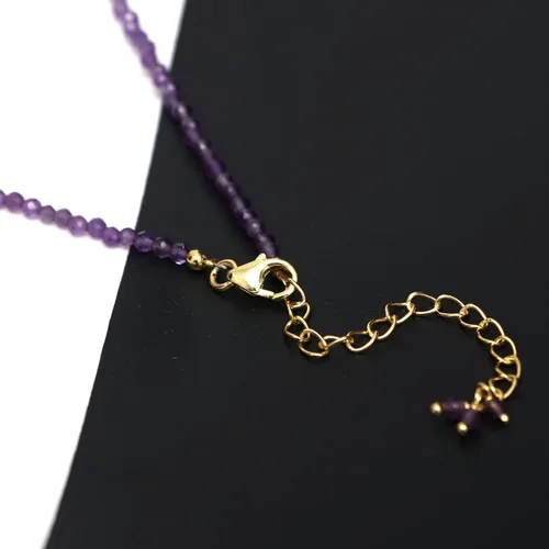 Miniatura 2 de Gargantilla con cuentas naturales, cuentas facetadas, collar de piedra natal, cristal curativo de energía, regalo para ella, joyería de plata de ley