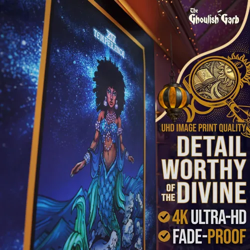 Miniatura 6 de Tapiz de cartas del tarot de la diosa Yemaya Temperance, sirena africana Yoruba, diosa pagana, bruja pagana, decoración del hogar (80 x 68 pulgadas)