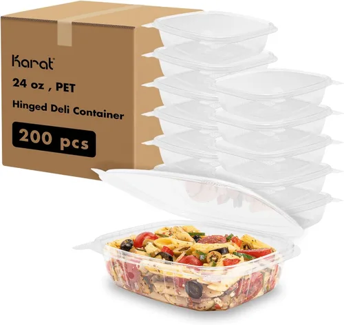 Miniatura 11 de Karat Recipientes Deli Transparentes de Concha de Almeja de PET de 4 onzas - Resistentes a Fugas, Sellado Fácil para Frescura, Ideales