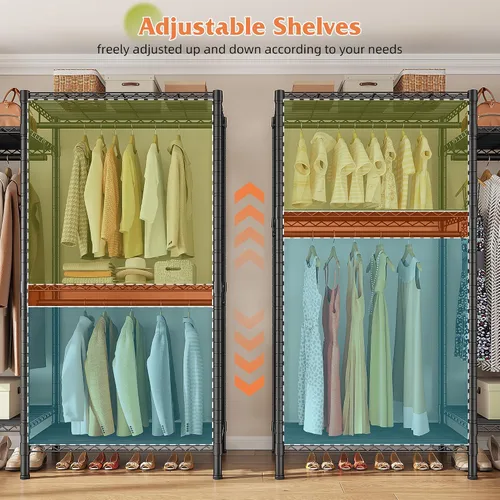 Miniatura 5 de Raybee Perchero en forma de L para esquina, percheros para colgar ropa, 900 libras, perchero resistente para ropa, 74.5 pulgadas de ancho x 18 Negro