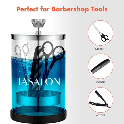 Miniatura 6 de TASALON Tarro de peluquero de 1 a 25 onzas con tapa de acero inoxidable y tarro de vidrio con cesta extraíble, salón o spa de uñas