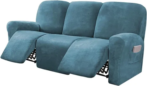 Miniatura 15 de Funda para sofá reclinable de 8 piezas, terciopelo elástico para sofá reclinable de 3 plazas, funda suave y gruesa para sofá reclinable, protector
