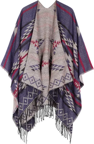 Miniatura 81 de Chales cálidos para mujer, cárdigan con frente abierto, estilo vintage, poncho