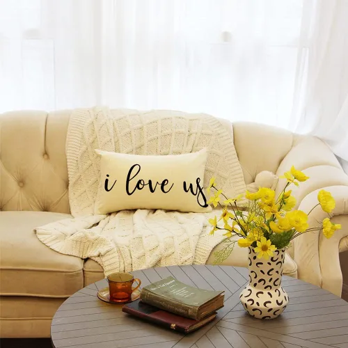 Miniatura 5 de Ogiselestyle Fundas de almohada de granja con frases I Love Us de 12 x 20 pulgadas, fundas de almohada lumbares decorativas para el hogar, funda