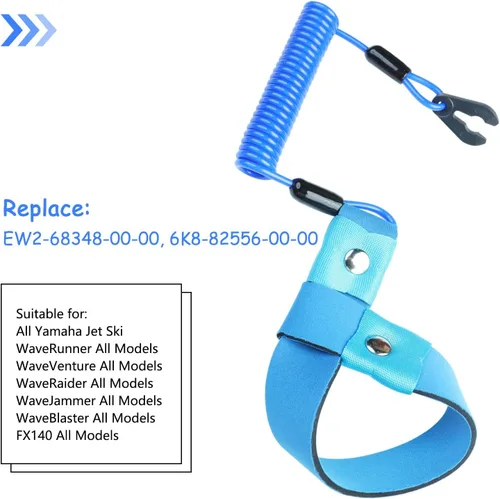 Miniatura 3 de Cordón de Interruptor de Parada de Emergencia para Barco Adecuado para Yamaha Jet Ski Waverunner, Ajuste Universal, Azul, Paquete de 1, Tirador