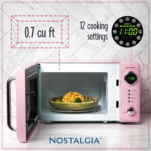 Miniatura 3 de Nostalgia Horno microondas retro compacto para encimera, 0.7 pies cúbicos, 700 vatios y aroma para el hogar, 6 tazas (cocidas) 1.5 cuartos de galón