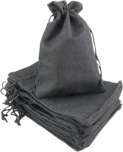 Miniatura 7 de Palmhomee Paquete de 20 bolsas de regalo de arpillera con cordón, bolsas de joyería de lino, bolsas de yute de boda para joyas y bolsas