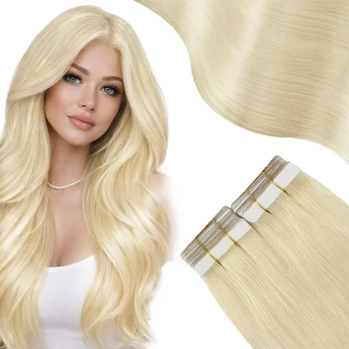 Miniatura 28 de Moresoo Extensiones adhesivas de cabello humano degradado, balayage, mezcla de marrón oscuro con extensiones de color marrón medio, extensiones