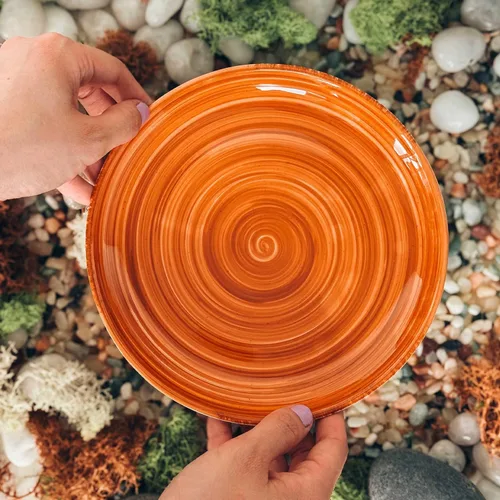 Miniatura 5 de MORA Platos de Ensalada de Cerámica en Espiral Set de 6, Plato de 8 Pulgadas de Porcelana en Espiral para Cocina, Cena Pequeña, Almuerzo, Aperitivo