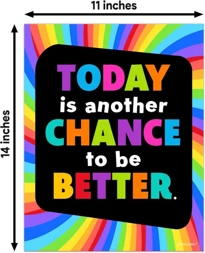 Miniatura 4 de Decorably 15 carteles motivacionales de pizarra para niños, 11 x 14 pulgadas, laminado mate, decoración de pared motivacional para aulas, tablones