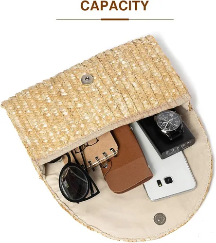 Miniatura 5 de JOSEKO - Bolso de mano de paja para mujer, bolso de mano de playa para verano