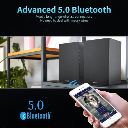 Miniatura 3 de BESTISAN Altavoces de estantería alimentados de 4 pulgadas con graves profundos, altavoces de monitor de estudio Bluetooth 5.0, altavoces de audio