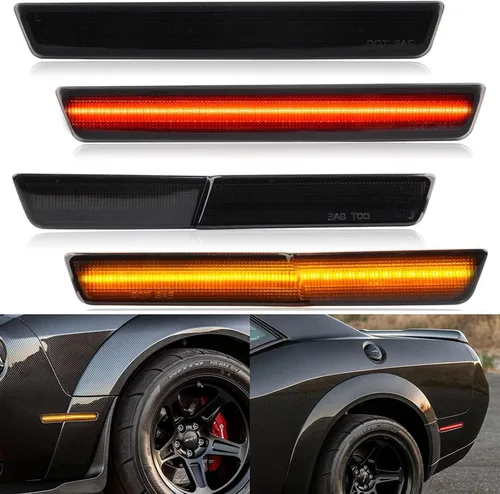 Miniatura 9 de R&F Auto 4 piezas de luces LED de marcador lateral compatibles con Challenger 2008-2014, lámparas de parachoques delanteras y traseras, lámparas