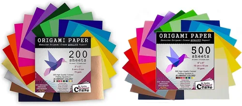Hojas de papel de origami de alta calidad para artes y manualidades, hojas cuadradas, 20 colores vibrantes, colores de doble cara de 6 y 2 pulgadas,