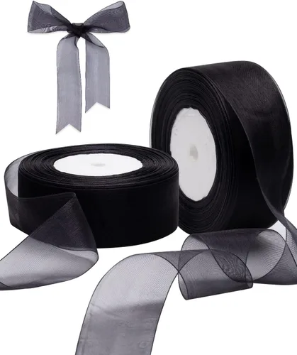 Miniatura 9 de Cinta de organza roja para envolver regalos, cinta transparente brillante de 2 pulgadas para ramos, bodas, festivales, 50 yardas cada rollo
