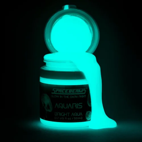 Miniatura 2 de SpaceBeams Aquaris - Pintura que brilla en la oscuridad (0.68 onzas líquidas) Bright Aqua Glow (azul claro/turquesa), no tóxica, a base de agua