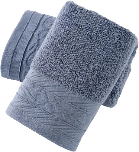sense gnosis Paquete de 2 toallas de mano decorativas color gris oscuro, toallas de baño súper suaves 100% algodón con borde jacquard floral, de