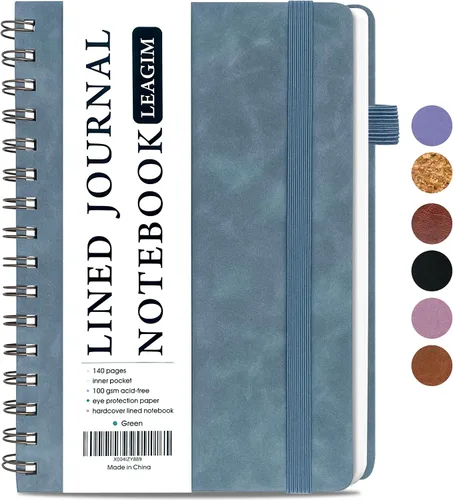 Miniatura 13 de LEAGIM Cuaderno rayado en espiral para mujeres y hombres, cuaderno de tapa dura con rayas universitarias para trabajo y toma de notas, diarios