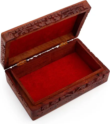 Miniatura 6 de Gran regalo de cumpleaños, caja de joyería decorativa de madera hecha a mano, organizador de joyas tallado en árbol de la vida, caja de recuerdos