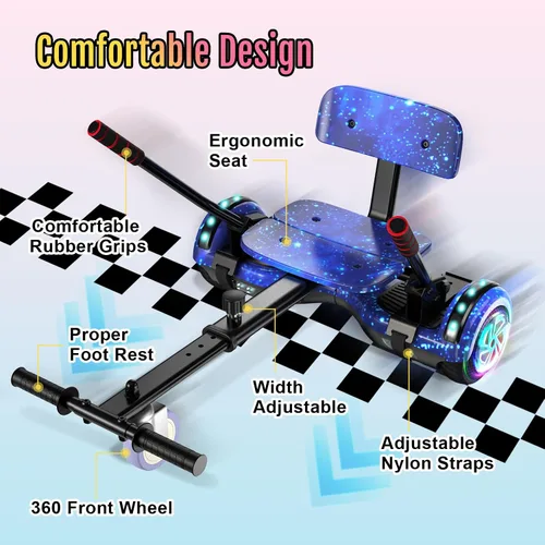 Miniatura 3 de Scooter Seat Attachment, Scooter with Go Kart for Kids Boys Girls Adults, LED Lights, Bluetooth(Include Go-Kart)