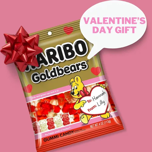 Miniatura 5 de Haribo - Gomitas para el día de San Valentín, sabores de frutas surtidos, regalo de dulces de temporada con sección de para/desde, 4 onzas
