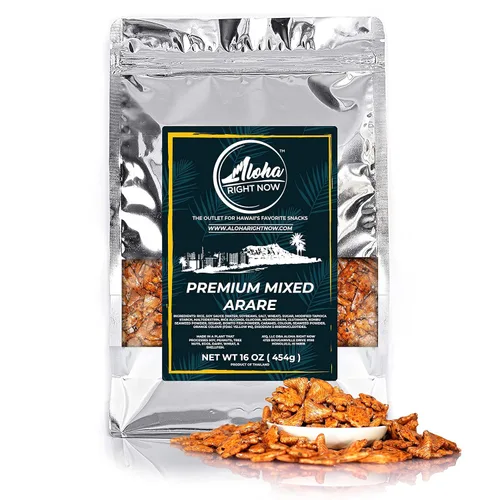 Miniatura 2 de Aloha Right Now Galletas de arroz arare mixtas prémium Mochi Crunch estilo japonés hawaiano mezcla asiática de 1 libra 16 onzas y polvo Li Hing Mui