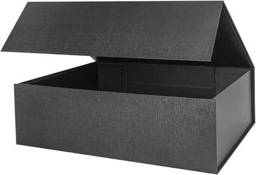Miniatura 22 de Caja de regalo negra con tapa de 12 x 8 x 2.5 pulgadas, caja de regalo magnética para envolver, caja de regalo a granel para regalo, grano de malla