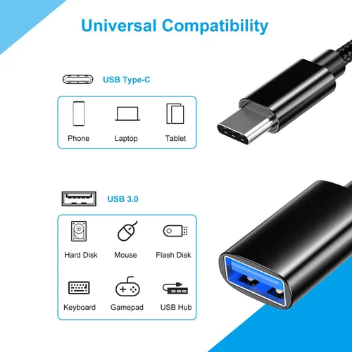 Miniatura 7 de Adaptador USB C a USB 3.0 [3 unidades], USB C macho a USB hembra OTG cable Thunderbolt3 a USB adaptador compatible con MacBook Pro/Air, iPhone 16