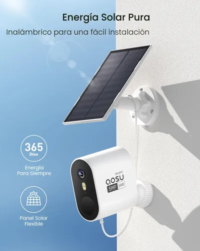 Miniatura 5 de aosu Cámaras de seguridad de 3K/5MP Sistema de vigilancia inalámbrica para el hogar, alimentado por energía solar, ultra gran angular de 166°