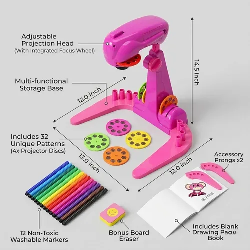 Miniatura 6 de LEERFEI Juguetes de dibujo con proyección para niños, juguetes inteligentes de proyector de dibujo, proyector para delinear y dibujar para niños