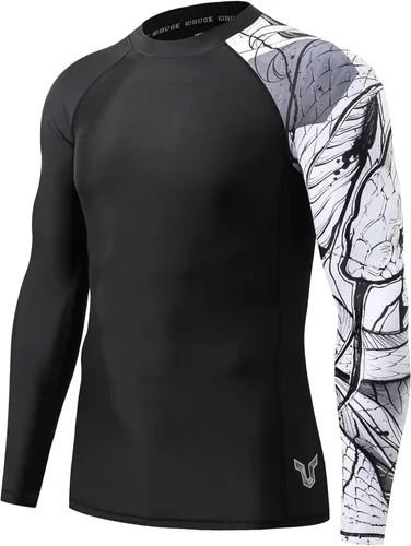 Miniatura 8 de HUGE SPORTS Camisas de baño para hombre de manga larga UPF 50+ con protección contra erupciones solares y protección UV Dividir