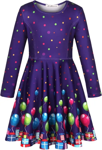 Miniatura 3 de LaBeca - Vestido sin mangas o de manga larga para niñas, vestidos informales con diseño de unicornio o sirena para niñas pequeñas o grandes